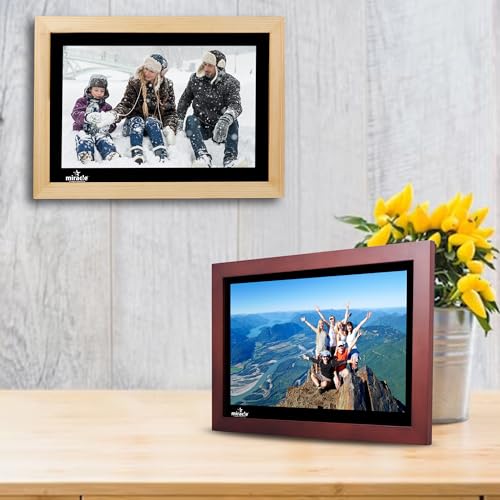 Image of Miracle Digital 15.4''(38.1) cm Wooden Digital Photo Frame Hi- Def.Screen Built in 8GB Memory & 2GB RAM.USB Disk Card,Remote Photos SlideShow,Video Audio,Support SD (Light)