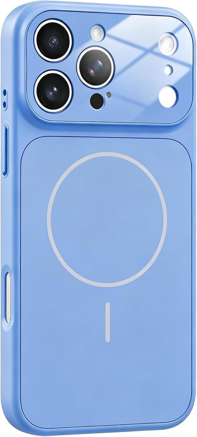 Magnetic Hard Case for iPhone 15 Pro Convertor Case, Full Glass Camera Lens Protector Converted to iPhone 18 Pro / 17 Pro, Support Wireless Charging, Shockproof Cover (Light Blue, iPhone 15 Pro)