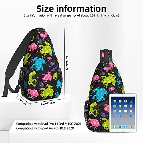 Women Frogs Colorful Seamless Pattern Crossbody Sling Backpack for Men Chest Bag Shoulder Bag Lightweight One Strap Backpack Travel Outdoor Daypack4