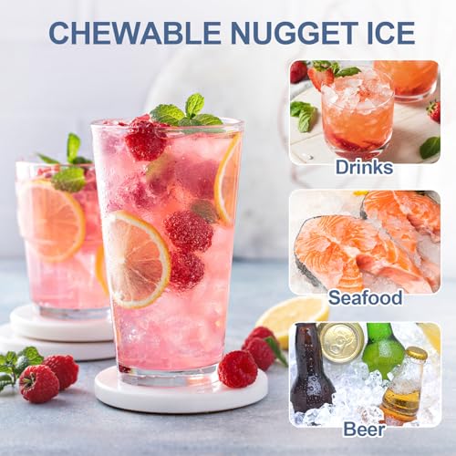 Image of 3-in-1 Nugget Ice Maker with Ice /Water Dispenser,90Lbs /24H Pellet Chewable | Self-Cleaning Countertop Stainless Steel Ice Machine for Commercial, Office, Kitchen, Party (Quiet Operation)