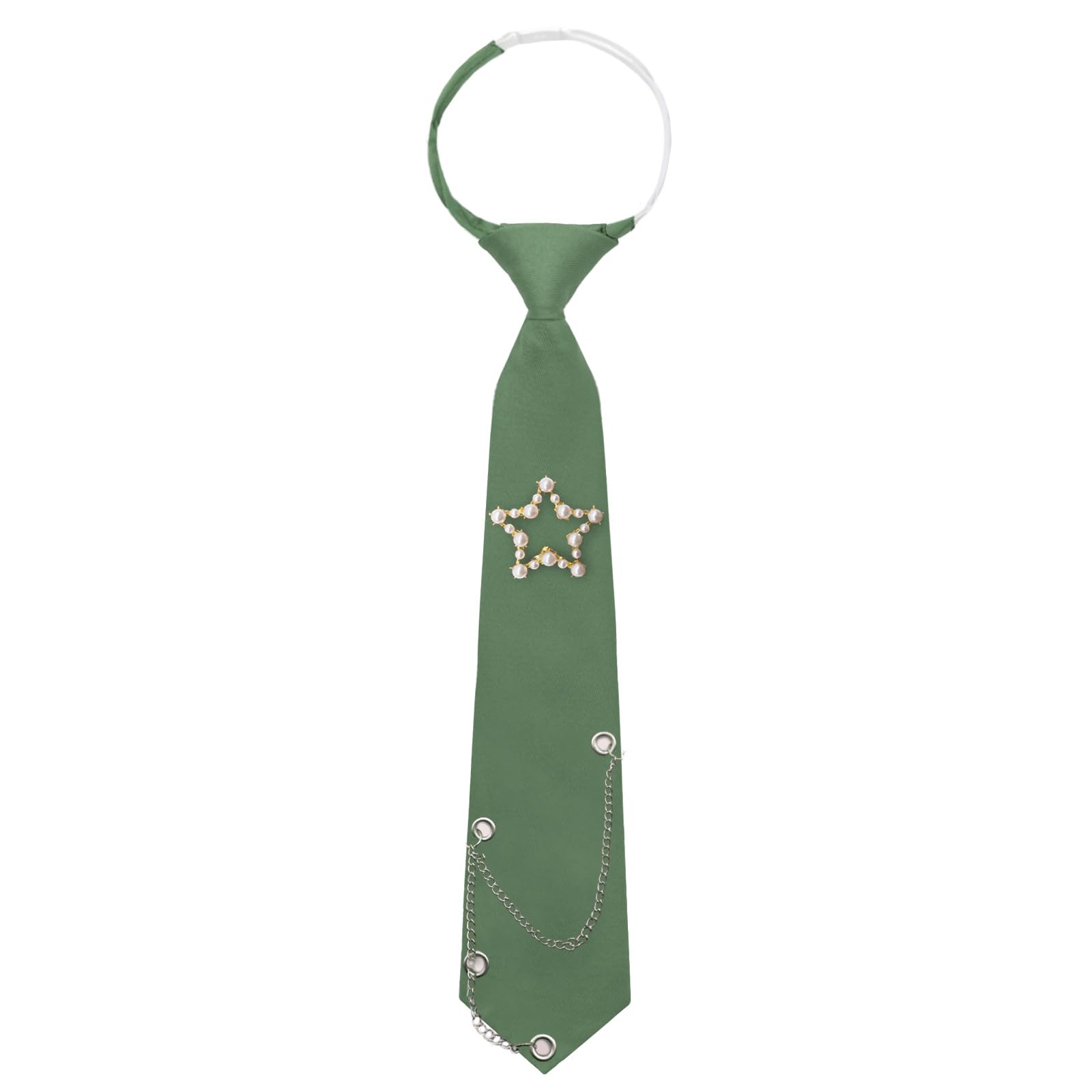 Womens Tie, Pre-tied Neck Ties with Artificial Pearls Accessory