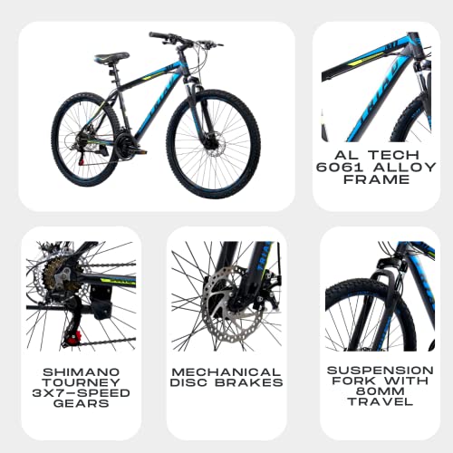 Image of TRIAD Unisex-Adult M1 26t 26 Inches Mountain Bike 18 Inch 21 Speed Fully Fitted Mountain Bicycle (Matt Black, Ideal For:15+ years)