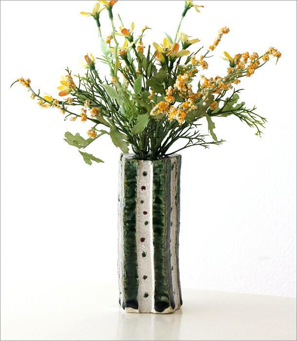 Amazon.co.jp: 瀬戸焼 花瓶 和風 花器 一輪挿し 五角形 縦長 焼き物