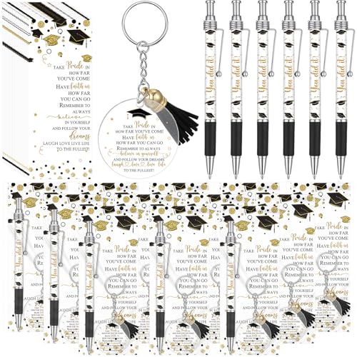 Sayglossy 20 Set Graduation Party Favors for Guest Class of 2025 Gifts Bulk Appreciation Ballpoint Pens Thank You Cards Keychain for Senior High School Student Grad Party