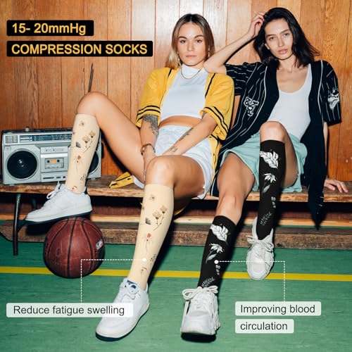 Image of Iseasoo 4 Pairs Compression Socks for Women Circulation-Best Support for Nurses,Running,Athletic,Travel