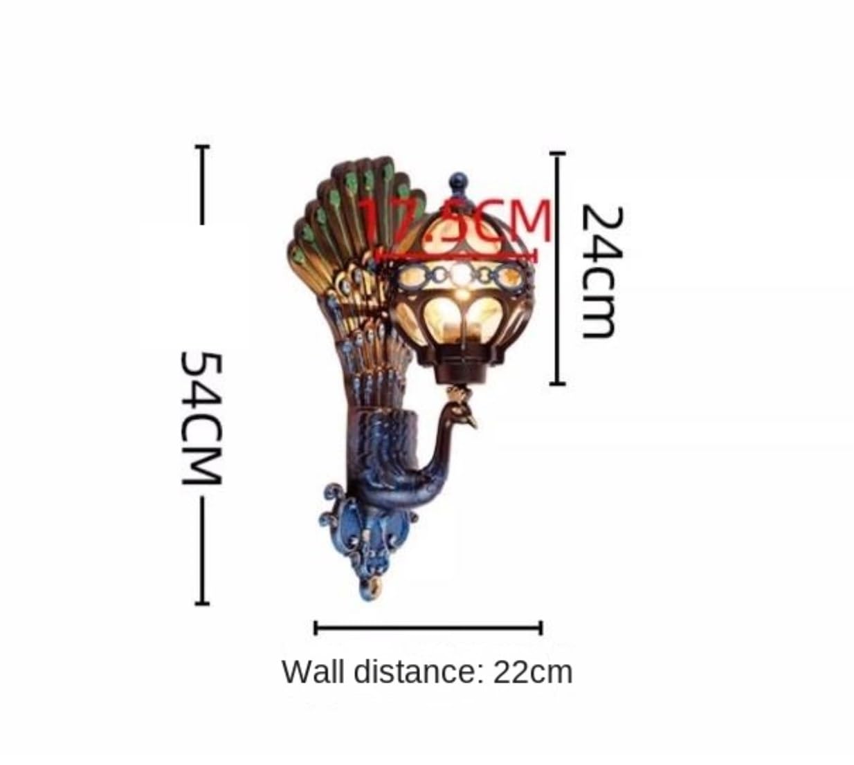 Wejścia Lampa Zewnętrzna Peacock Zewnętrzne Lampy Ścienne Aluminiowe Szklane Ogrodowe Wodoodporne Kinkiety Do Przejścia W Willi Wspólnotowej Oświetlenie Ogrodu(B)