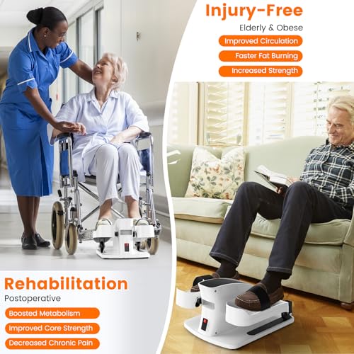 [2025𝐍𝐄𝐖] Under Desk Elliptical Machine, Ellipse Leg Exerciser for Seniors, Quiet & Portable Electric Seated Eclipse Exercise Training Machine with 12 Level Speeds, Remote Control, Strap Pedals - Thumbnail 5