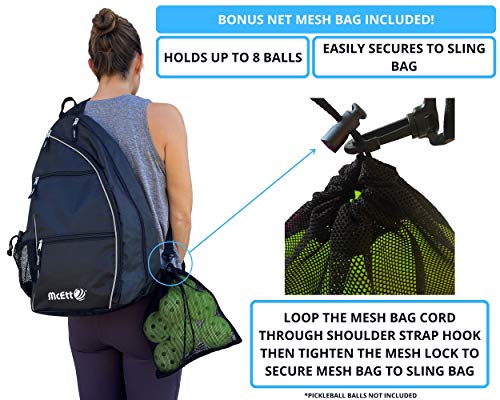 Mcett Pickleball Sling Bag – Adjustable Crossbody Backpack For Women Men – Holds Pickleballs, Paddles, Water Bottle, Gear Large #TOP6