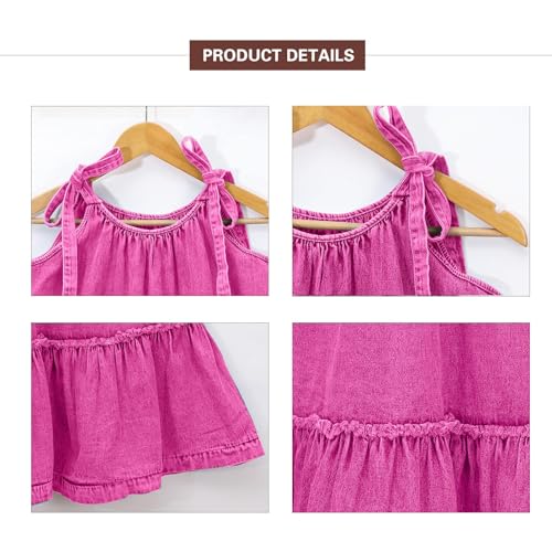 Image of Denim Dress for Women Tie Shoulder Sleeveless Denim Mini Dress Casual Flowy Babydoll Dress Wash Jean Dress