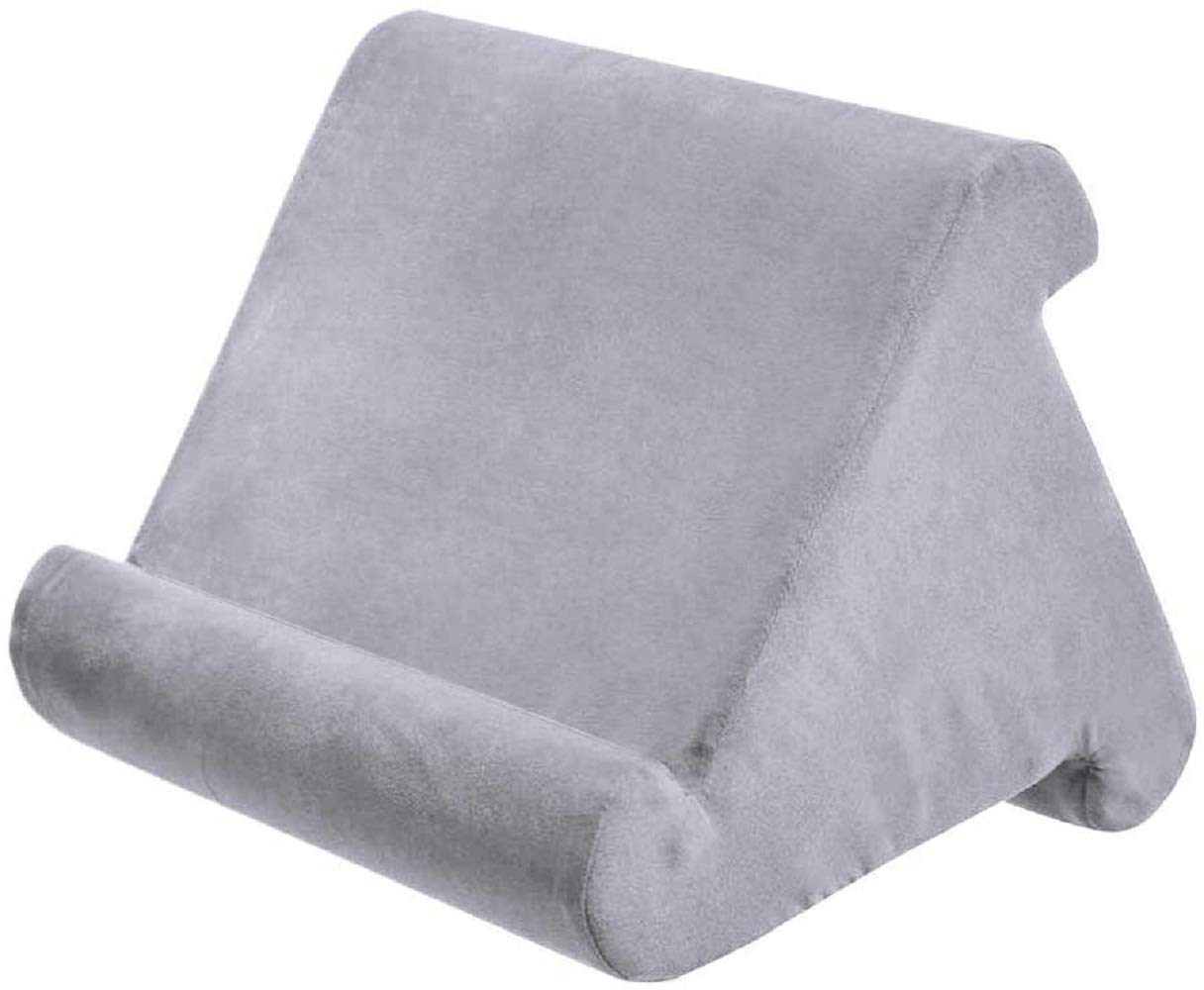 Soporte de Cojín para Tablet, Multiángulo Soporte para Tablet y Libros con Forma de Almohada Para Cama, Coche, Cocina(Gris)