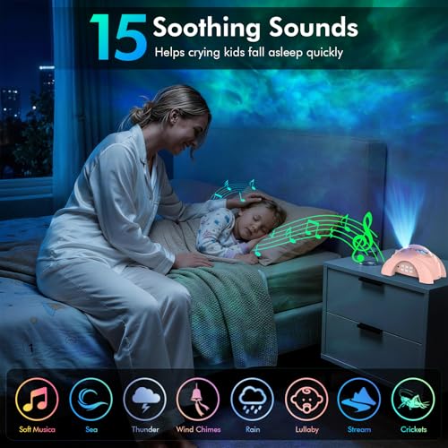 Image of Rossetta Dual Lens Galaxy Star Aurora Projector Night Light for Bedroom | 58 Light Effects, White Noise, Bluetooth Speaker, Music Sync, Remote Control, Timer, Room Decor Gift for Kids Adults Teens