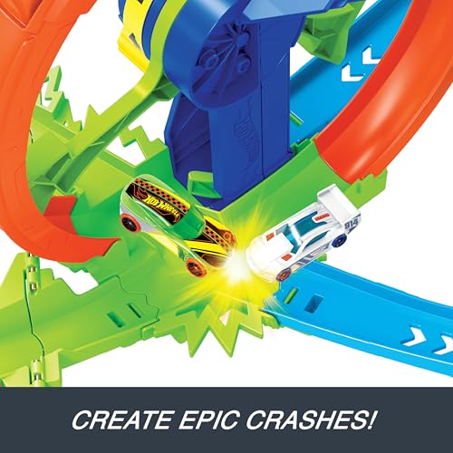 image for Hot Wheels Toy Car Track Set, Launch and Loop Playset & 1:64 Scale Die