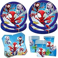 50 Stück Partygeschirr Set,Kindergeburtstag Geschirr Set,Partygeschirr Geburtstag,Geburtstag Deko,Deko Partyzubehör Pappteller Set Mit Teller Becher Servietten,Party Geschirr für 10 Gäste