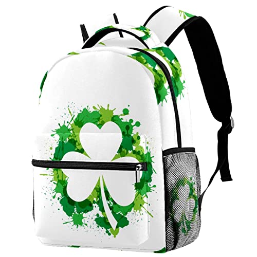 Sac à dos trèfle Saint-Patrick léger pour livres scolaires d'enfants