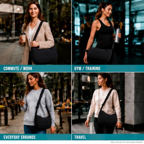 Image of Reebok Womens Crossbody Bag - Lightweight Stylish Nylon Quilted and Non-Quilted Everyday Crossbody Sling Bags for Women
