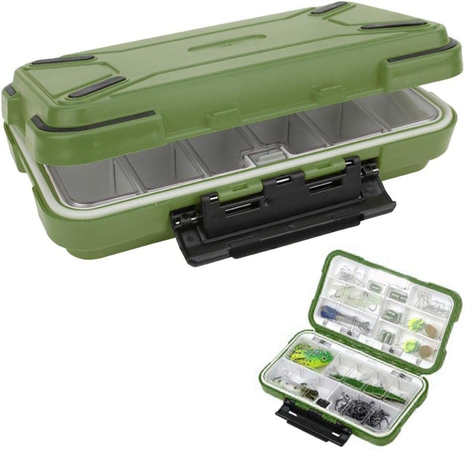 Fishing Tackle Box, ABS Waterproof Fishing Storage Box, Small Compact Lure Storage with 30 Removable Compartments for Hooks, Baits, Beads and Small Tools (Green) — image 1
