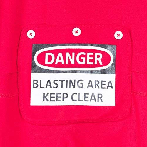Red Union Suit Boys & Girls Kids Pajamas Danger Blast Area Sign on Rear
