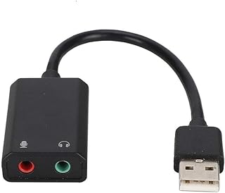 USB Audio Adapter External Stereo Sound Card,USB External Sound Card with Microphone Headphone Interface,SKT2-BK USB2.0 External Drive Free Sound Card with Headphones Mic Input for Laptop Desktop