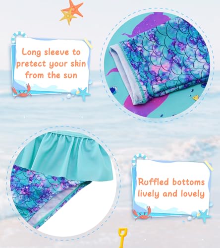 Image of UNIFACO Toddler Girls Swimsuit Rashguard Set Summer Beach Breathable Tankini with UPF 50+ Sun Protection 2-8T