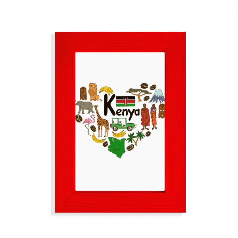 Cadre photo drapeau Kenya rouge Love Heart pour sublimer la déco de votre salon