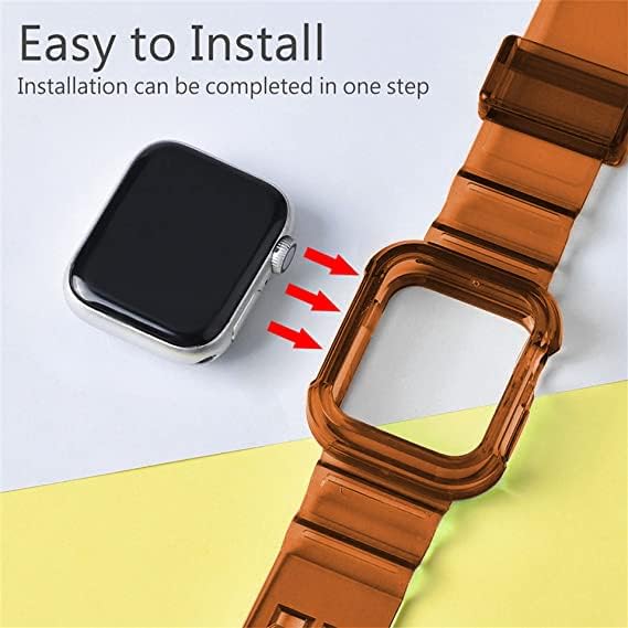 PROATL Compatible with Apple Watch Bands Series SE 8 7 6 5 4 3 2 1, Women& Men Sport Clear Soft Silicone Strap with Bumper Protective Cases for Apple Watch Series 45mm 44mm 42mm 41mm 40mm 38mm