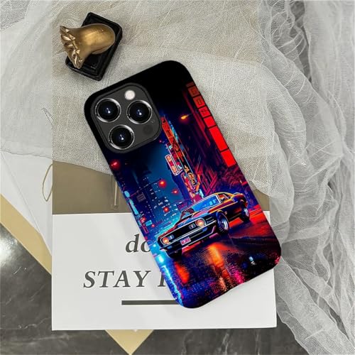 Bvkilrvc Compatible with iPhone 15 Pro Case, Night City Cars Pattern Print Phone Case Funny Liquid Silicone Case Impact Resistant Anti-Scratch Shockproof Protective Cover by Bvkilrvc - Used condition - Image 5