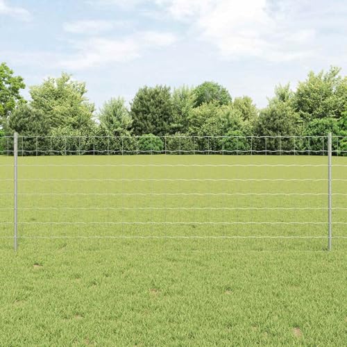 vidaXL Zaun mit Pfosten Silber 0,8 x 25 m Stahl, Verstellbare Außenumzäunung, moderner Gartenzaun, stabiler Raumteiler, vielseitige Sichtschutzlösung für Gärten