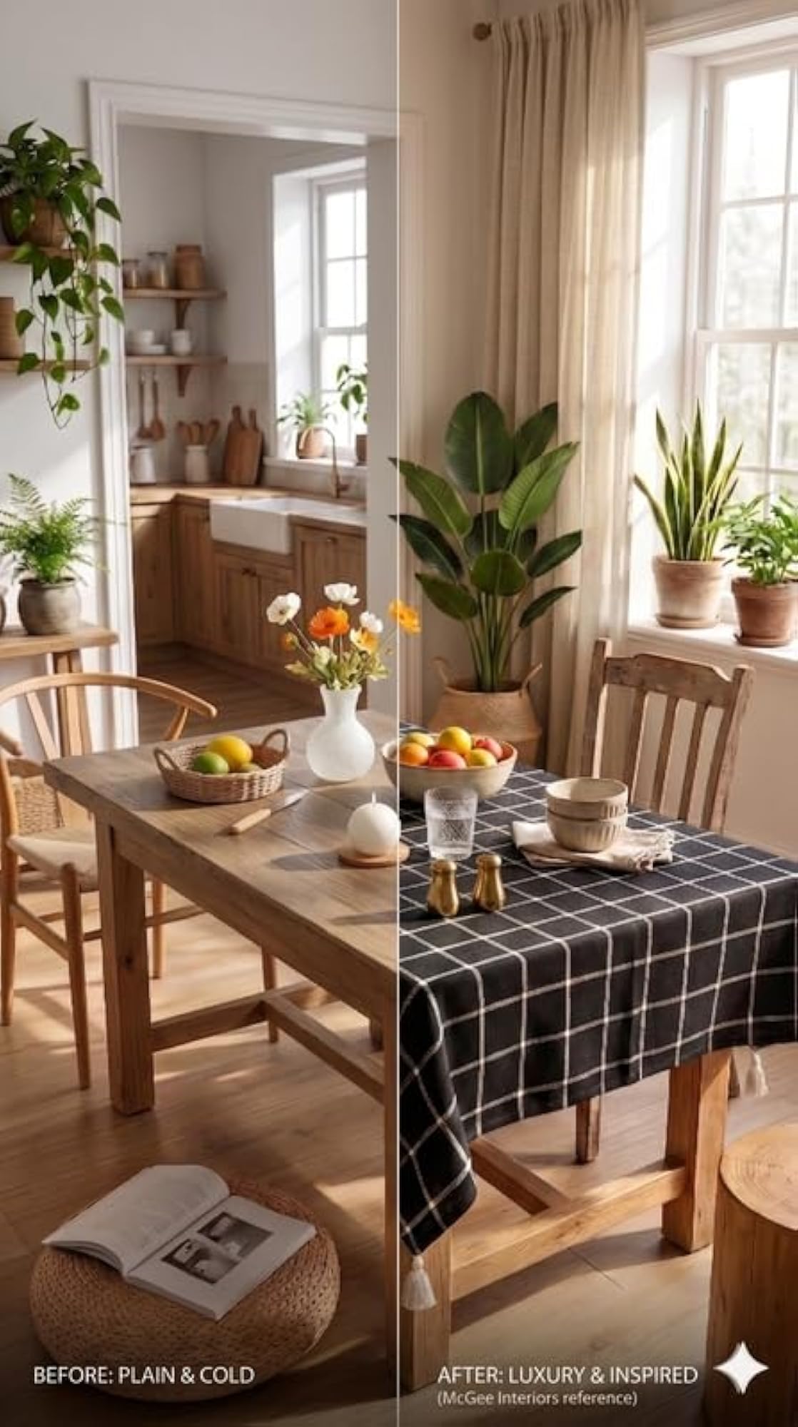 Black Window Pane Scandinavian Minimal Cotton Corner Tassel Dining Table Cover