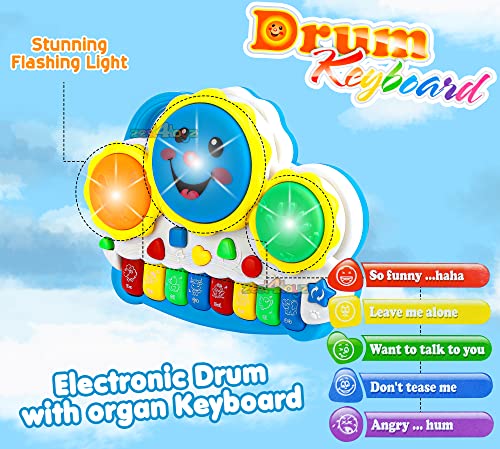 Image of zest 4 toyz Toys Drum Keyboard Musical Piano with Flashing Lights Animal Sounds and Songs Battery Operated Toys for Kids (Multi Color) Pack of 1