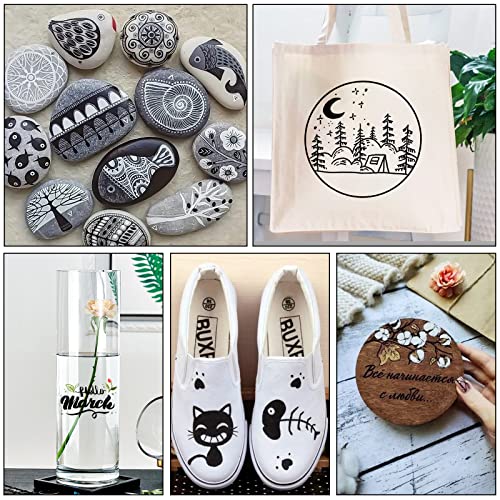 White Paint Pen, 8 Pack 0.7Mm Acrylic Paint Pens Acrylic Markers 6 White 2 Black Paint Pens For Rock Painting Wood Canvas Glass Metallic Ceramic Tire Graffiti Paper Drawing, Extra Fine Tip Opaque Ink #TOP3