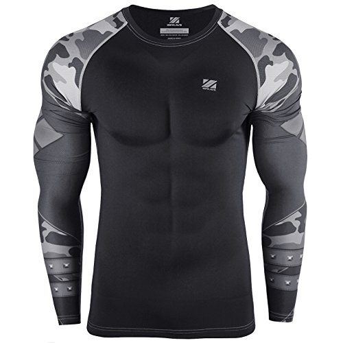 Zipravs Sports Compression Workout Shirts Rash Guard Long Sleeves Jiu Jitsu Bjj Mma Baselayer #TOP1
