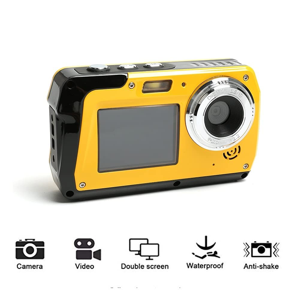 Camara Acuatica Camara Fotos Sumergibles HD 2.7K 48MP, Cámara Impermeable Digital con Pantalla Dual, Zoom Digital 16X, 1080p HD Camara Acuática Submergible Anti-Vibración