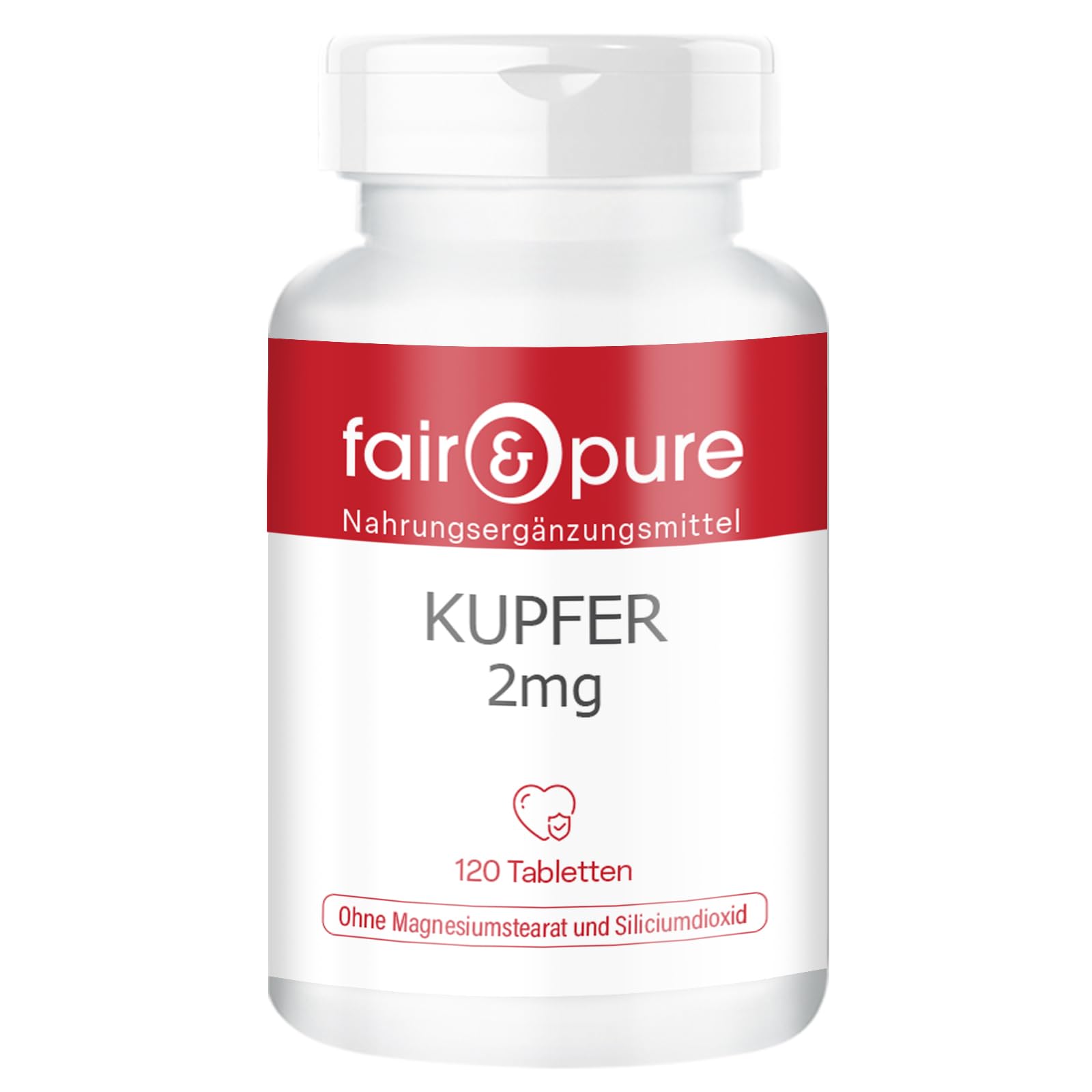 Fair & Pure® - Rame bisglicinato 2mg - Integratore di rame - Buona disponibilità biologica - Vegan - 120 Compresse