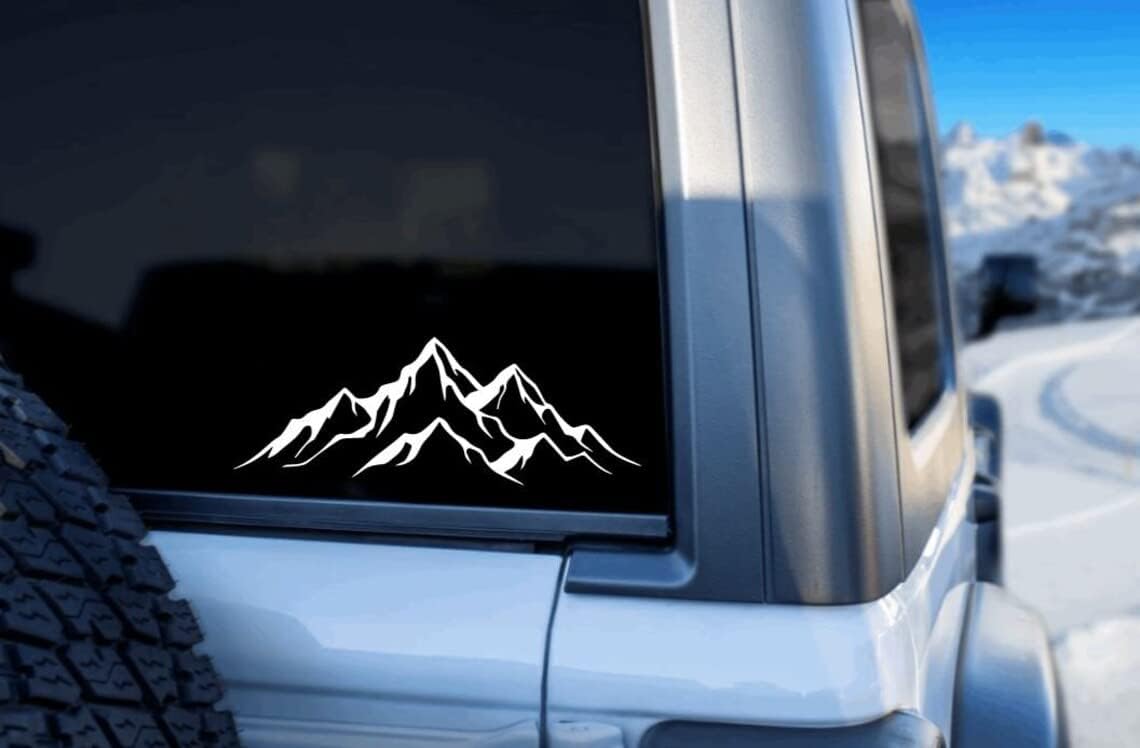 Mountain Car Decal Vinyl Mountain Car Sticker Exterior for Tumbler Laptop Bumper Sticker Off Road Decal for Men Gifts for Him-Removable