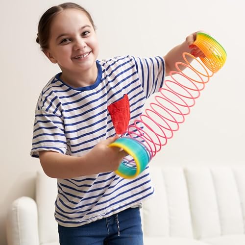 Out of the blue Riesige Regenbogen Spiralen XXL - 2er Set Treppenhüpfer Spielzeug, 10cm Durchmesser, aus Kunststoff - Perfekt für Mädchen & Jungen - Ideal als Mitgebsel für Kindergeburtstage