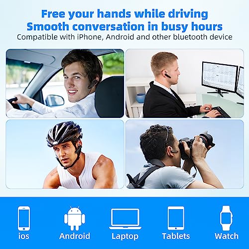 Bluetooth Headset Noise Canceling For Cellphones Wireless Single Ear Bluetooth Earpiece With Microphone For Trucker (Black) #TOP6