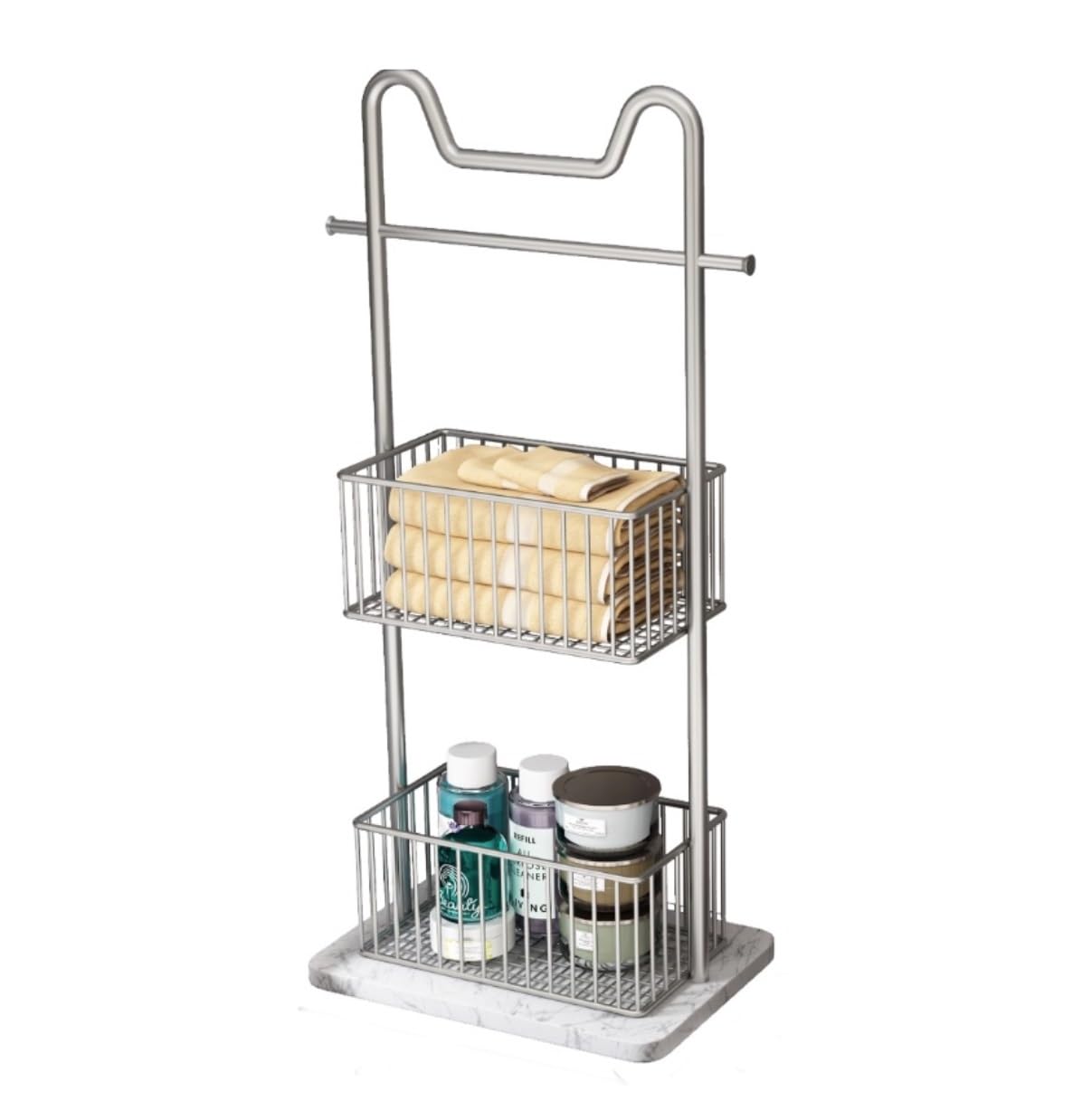DKRAHRJJ Floor Towel Rack, Metal Freestanding Towel Holder Towel Stand for Bedroom Laundry Room/2 Tier/Sier