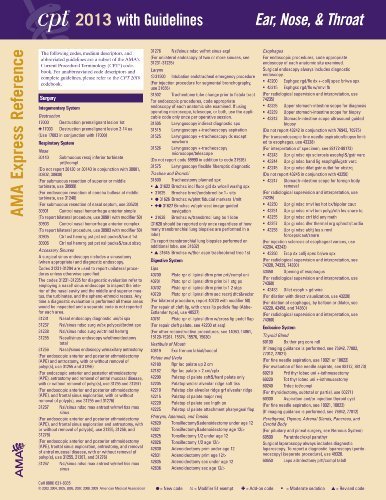 CPT 2013 Express Reference Coding Card Ear, Nose, Throat (2012-11-30 ...