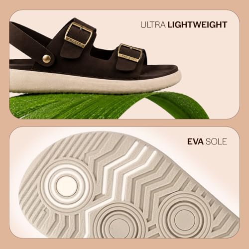 Image of FAUSTO Men Open Toe Double Strap Stitched Waterproof Sandals with Back Support|Soft Cushioned Insole|Summer Slip-On Slipper|Perfect For Monsoon Rainy Season