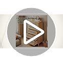 GOOBED Natural Rattan 5 Drawer Dressers Wooden Chest of Drawers with Golden Handles - Modern Large Boho Dressers Storage Cabinet for Living Room Hallway/Entryway Oak Nature