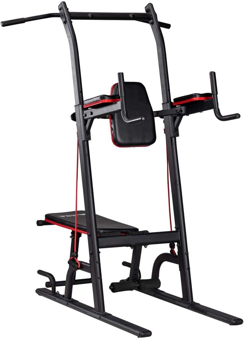 Marshal Fitness Multifunction Power Tower Pull Up Dip Station with Bench Adjustable Height for Home Gym Strength Training Fitness Equipment, Dip Stands, Pull Up Bars, Push Up Bars-Mf-9402