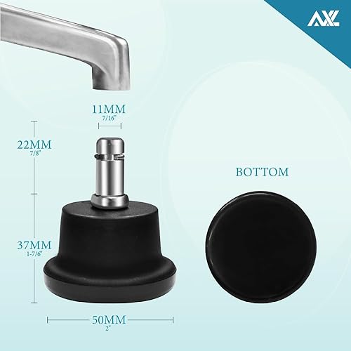 Miniatura 2 de AXL Bell Glides - Taburete giratorio para silla de oficina de perfil bajo para ruedas fijas estacionarias, juego de 5 unidades (altura baja 1.457
