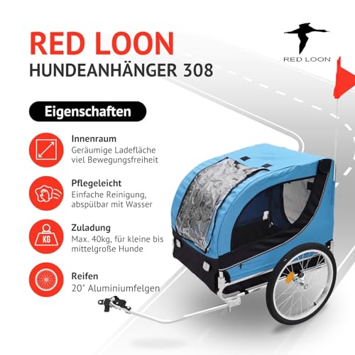 Hundeanhänger für Fahrrad - Fahrradanhänger für Hunde - Radanhänger - Hundefahrradanhänger e-Bike - blau bis 40kg