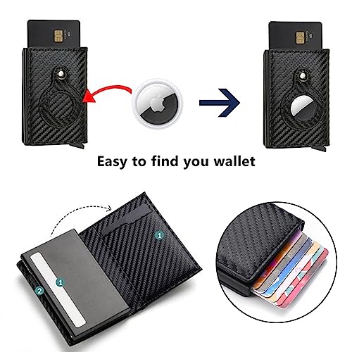 LIN KANG AirTag Wallet, Mens Wallet Card Holder for AirTag, Smart Slim Wallet Compatible with Apple Air Tag, RFID Blocking, Carbon Fiber Minimalist Wallet - 9-14 Card Capacity | ID Window | Cash Slot4