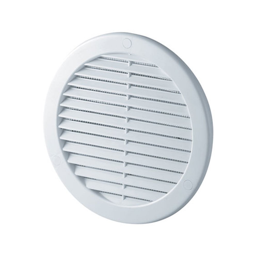 White Round Air Vent Grilles 100mm 125mm 150mm 200mm Ducting Ventilation Cover 150mm Flange 10mm & Flyscreen