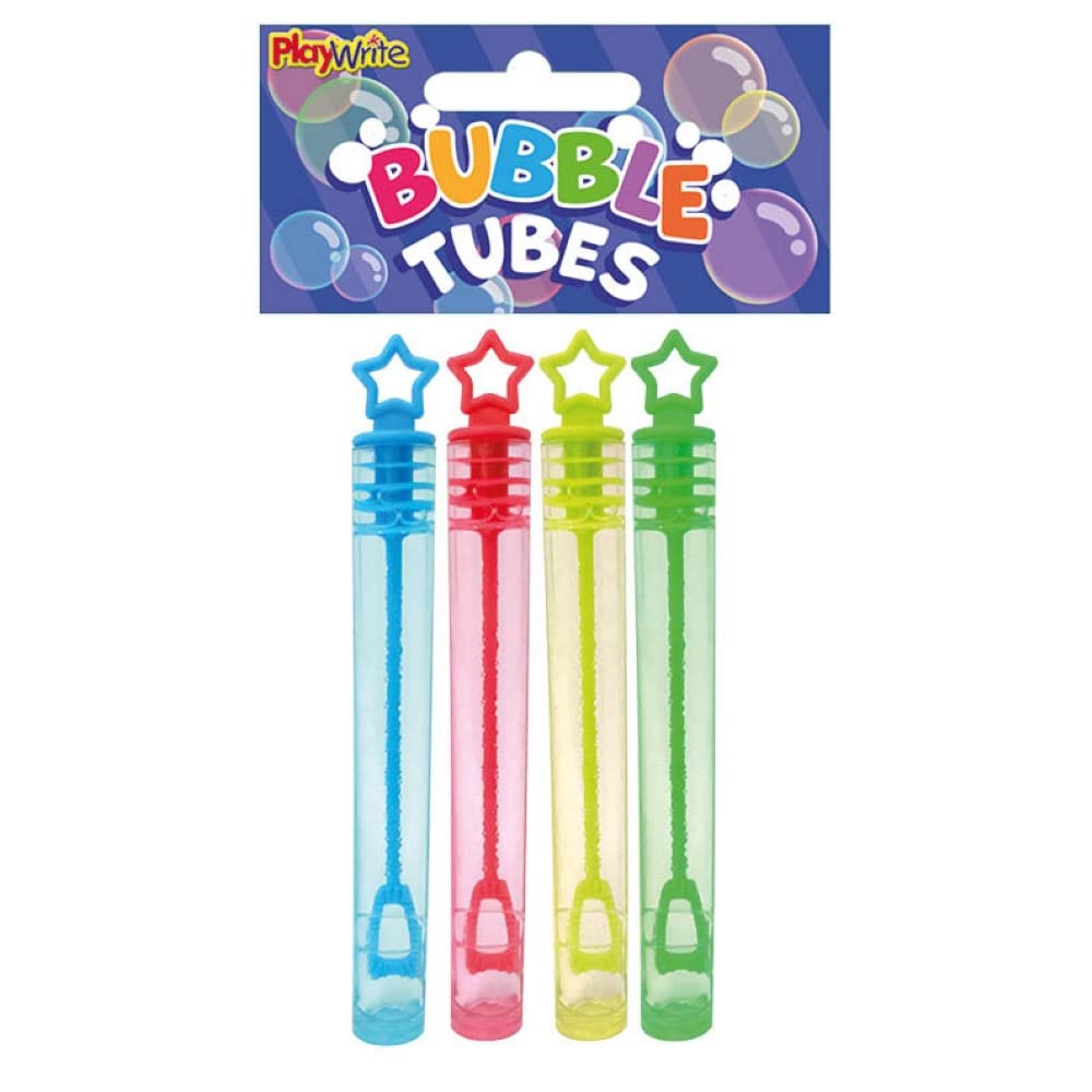 Playwrite Star Party Bubble Tubes (Pack of 4) Children's Party Bubbles Loot Bag Fillers Summer Games for Boys and Girls Kids Party Bags