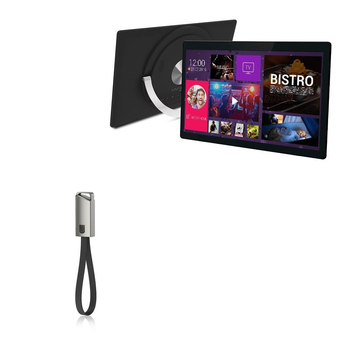 BoxWave Cable Compatible with Allview Viva Home - USB Type-C Keychain Charger, Key Ring USB Type-C to Type-A 8 in USB Cable - Jet Black