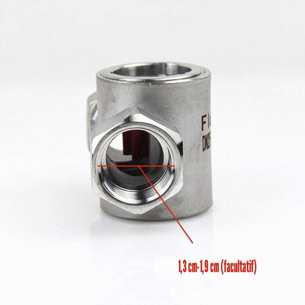 Indicateur de débit en acier inoxydable 1/2" pour fenêtre - Indicateur de débit d'eau avec roue - Affichage visuel pour ordinateurs et systèmes de refroidissement par eau
