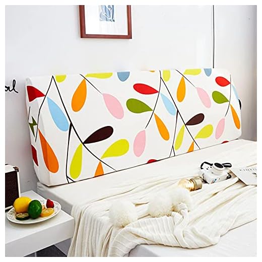 Säng huvudgavel skydd vit-D modern universell dammsäker stretch säng sänggavel överdrag tvättbar avtagbar trä läder säng skyddskåpa för sovrumsdekor 180 cm (sänggavel längd 170–190 cm)