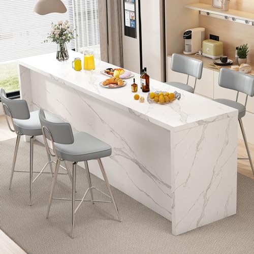 Image of GXJ Bar Stools Set of 2, Kitchen Counter stools with Backs and Metal Legs
